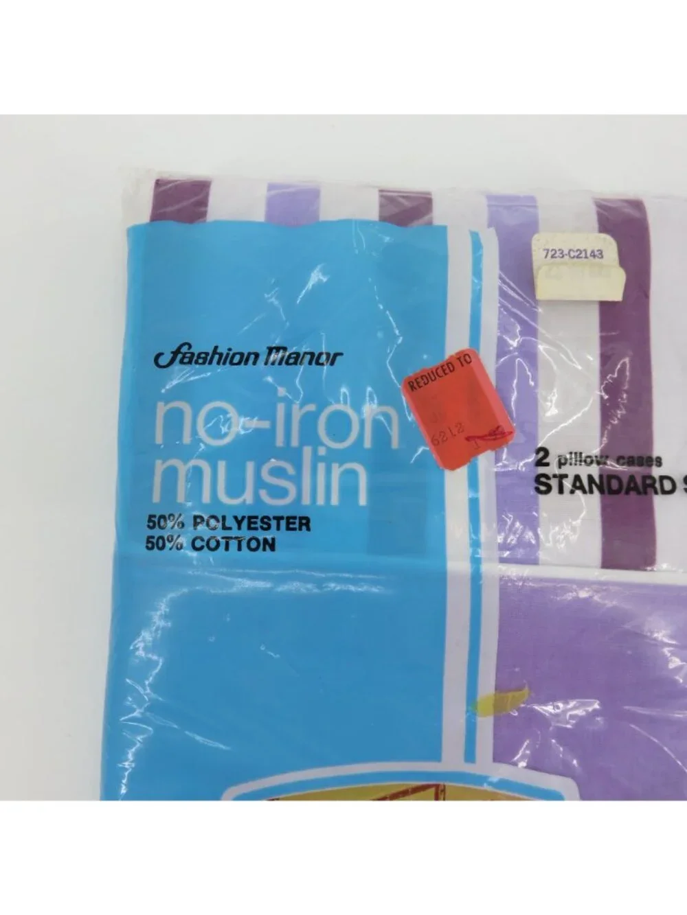NEW Vintage JCPenney 2 Standard Pillowcases No Iron Muslin Purple White Stripes